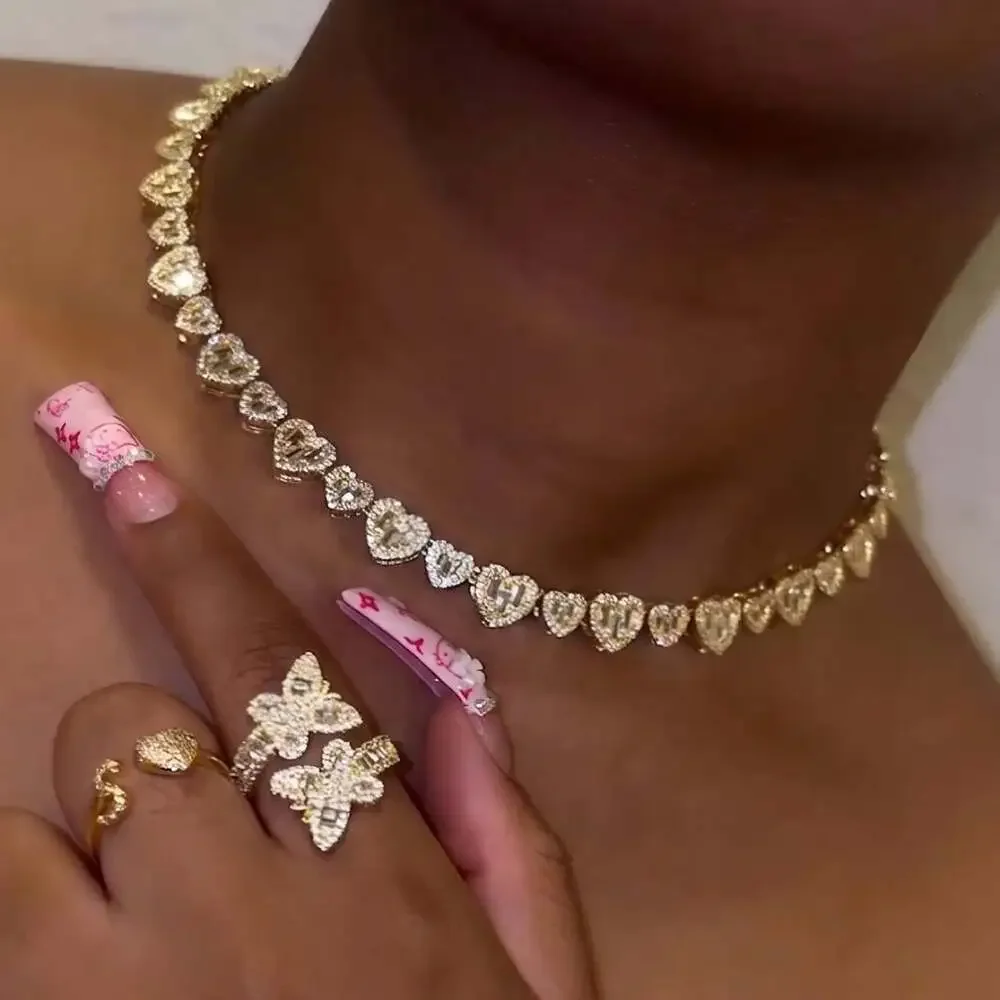 Gold Heart Chain Necklace 16 Inch
